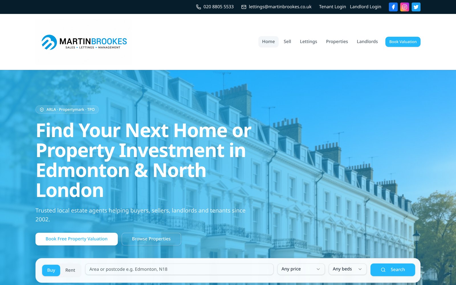 Martin Brookes Estate Agents estate agency website designed by Clear Web Studio